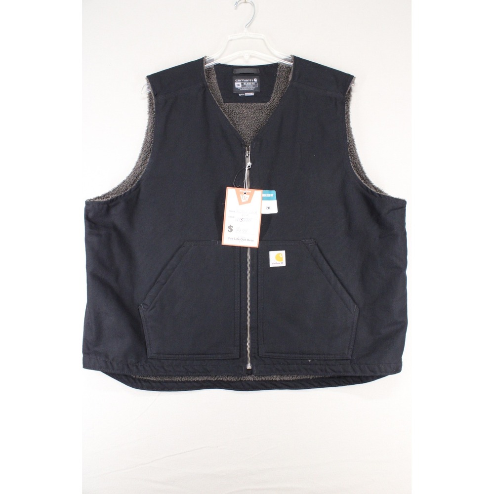 Carhartt Sherpa Lined Duck Vest Mens 2XL Black DV4394-M Workwear Gorpcore